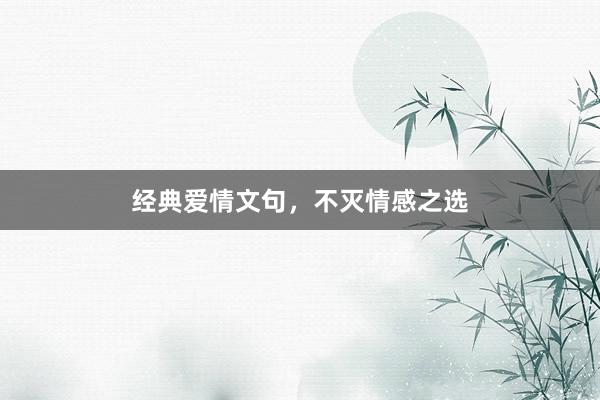 经典爱情文句,不灭情感之选